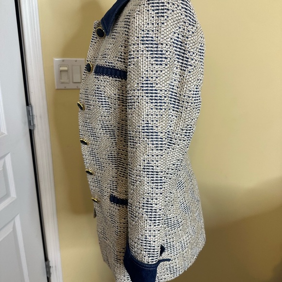 Escada Designer tweed blazer with denim accents size 34 - Picture 6 of 16